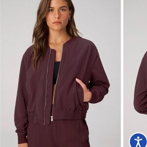 Fabletics NWT Women's Bomber Jacket in Burgundy